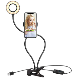 Lampada da scrivania con clip USB Luce ausiliaria circolare a LED nera - DOCOOLER en oferta