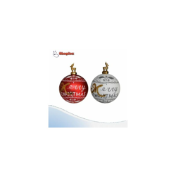 Coppia Di Palline In Vetro 100Mm Modello Bianco E Rosso - LCD en oferta