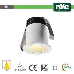 punto luce faretto led foro 35mm 2 watt 220-240 volt 38° A+ CE bianco naturale grigio lif nvsp1012w4k38 - NVC características