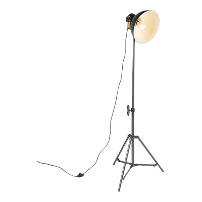 QAZQA Lampada da tavolo tripode mangoes - Industriale - Acciaio,Legno - Nero/Marrone - Oblungo Max. 1 x Watt