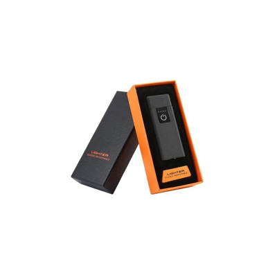 Accendino Elettrico Dual Face USB Ricaricabile Antivento Senza Fiamma Colore Nero Lucido - MARCA