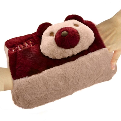Coveri - Borsa Acqua Calda Elettrica con Tasche Scaldamani Orsetto Rosso Tessuto Peluche