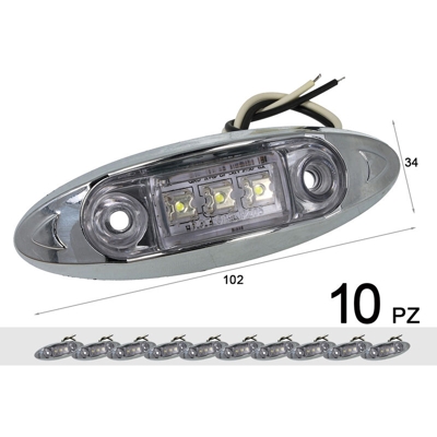 10 Pezzi Fanali Laterali Led 24V 12V Bianco Freddo Per Luci Ingombro Cortesia Targa Cupola Cappa Camper Trattore Autocarro Barca - CARALL