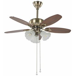 Beliani - Ventilatore da soffitto con luce in legno scuro / oro NADELA en oferta