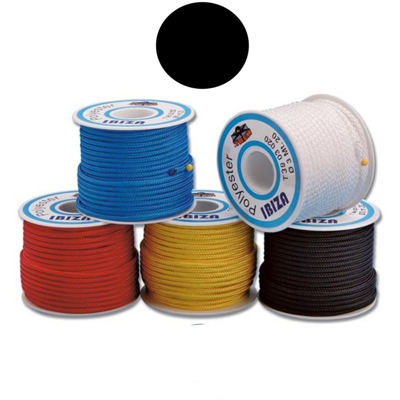Ibiza uni color doppia treccia 3 mm nera 1 bobinetta da 20 metri nautica - TR.EM.