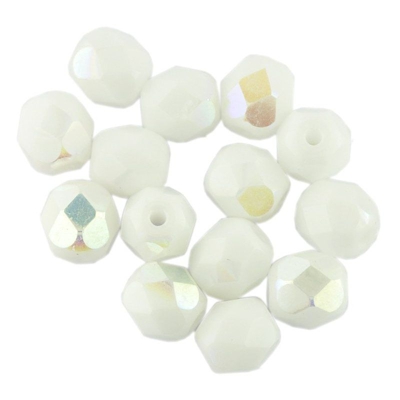 6 mm tondo sfaccettato perle di vetro bianco 1005 - GUTERMANN