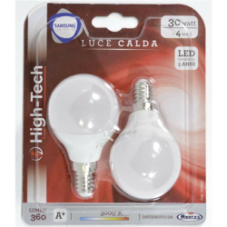 SET 2 LAMPADINE LED SAMSUNG SFERA E14 4W G45 LUCE CALDA 3000K 360 LUMEN - High-tech características