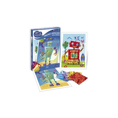 QUADRETTI CON INSERTI METALLICI ROBOT BAMBINI GIOCO CREATIVO - Sentosphere
