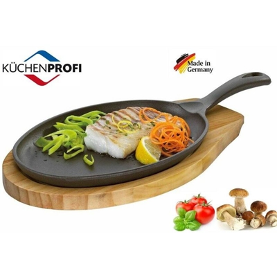Padella In Ghisa Per Cottura Su Fornello, Forno E Barbecue Con Supporto In Legno - KÜCHENPROFI