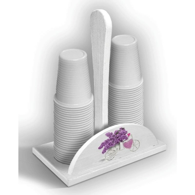 Porta bicchieri in legno bianco bike - LUPIA