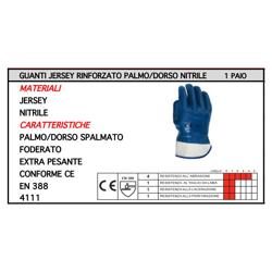 GUANTI JERSEY PALMO/DORSO NITRILE CE EN388 4111 TAGLIA 10 - Oreca precio