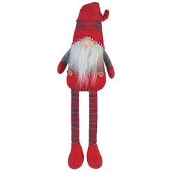 Rebecca Mobili Gnomo Gambe Lunghe Rosso Grigio Stoffa Addobbo Natale 67x10x14 - MOBILI REBECCA precio