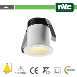 punto luce faretto led foro 35mm 2 watt 220-240 volt 60° A+ CE bianco naturale grigio lif nvsp1012w4k60 - NVC precio