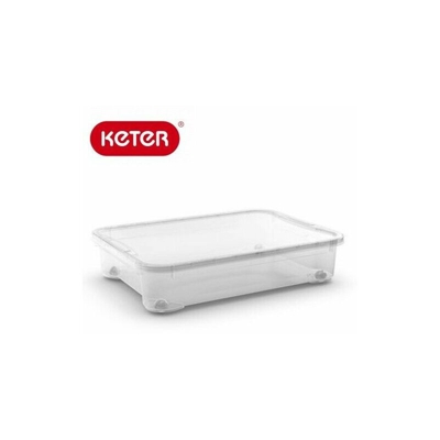 Keter - Box contenitore multiuso con 4 ruote t box xxm 79x58x18 cm trasparente robusto