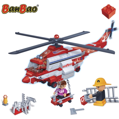 Elicottero di salvataggio dei vigili del fuoco Costruzioni combinabili con i mattoncini LEGO - Banbao