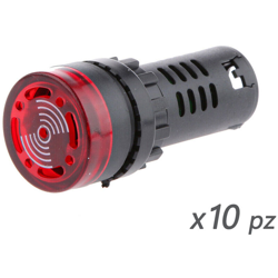 10 Pezzi Indicatore Led Rosso 24V AC/DC Buzzer Allarme Acustico Da Incasso Foro 22mm - LEDLUX características