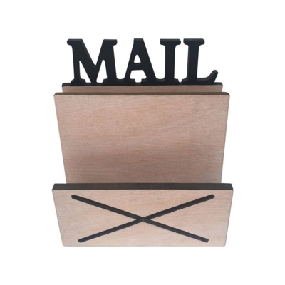 Rebecca Mobili Organizer Portalettere 2 Vani Legno Chiaro Nero Moderno 16x18x8,5 - MOBILI REBECCA