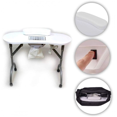 Fenixshop24 - Tavolo manicure pieghevole e portatile con aspiratore 4500 rpm e comoda borsa da trasporto