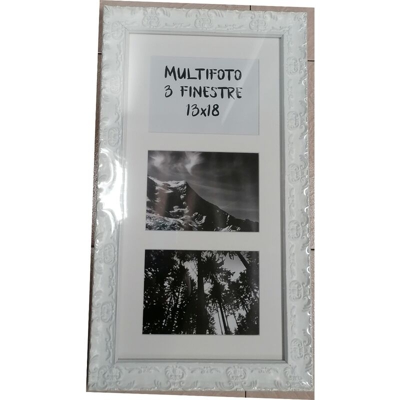 MULTIFOTO SYLVIA BIANCO OPACO CM 25x50 A 3 FINESTRE - CS