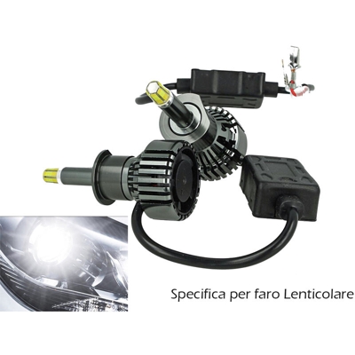 Kit Full Led Canbus H1 38W Reale Canbus 12V 24V Luce 360 Gradi Per Faro Lenticolare Ventola Silenzioso 4500 lm - CARALL