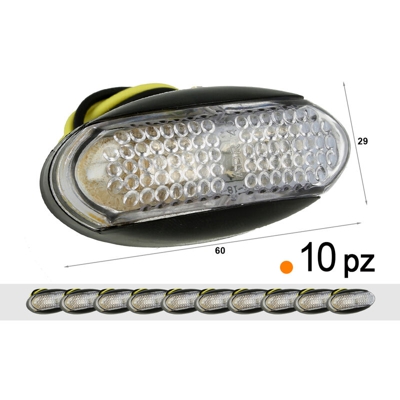10 Pezzi Fanali Laterali Led 24V 12V Arancione Per Luce Ingombro Cortesia Targa Cupola Cappa Camion Rimorchio Caravan Furgone - CARALL