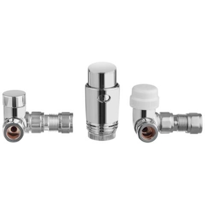 Cromo Assiale Termostatico Angolato Riscaldatore Pex / rame Termosifone Connesione