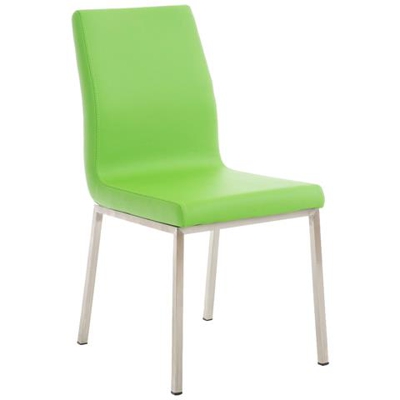 Sedia Sala Da Pranzo Cp528 Design Moderno Acciaio Ecopelle 50x40x88cm ~ Verde