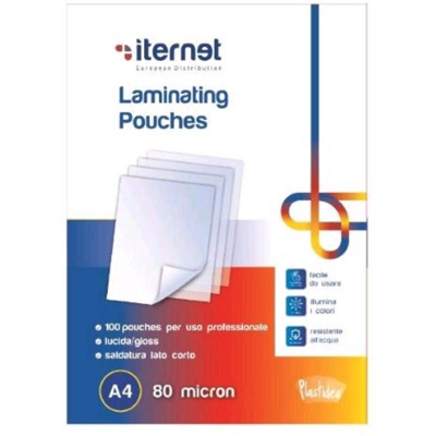 pouches a4 crystal per plastificatrice 100 pezzi 80 micron lif itr7450 - PLASTIDEA