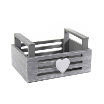 Cassetta in legno grigia decorazione tavolo decoupage cm 17 x 12 x 10 h - ARGONAUTA