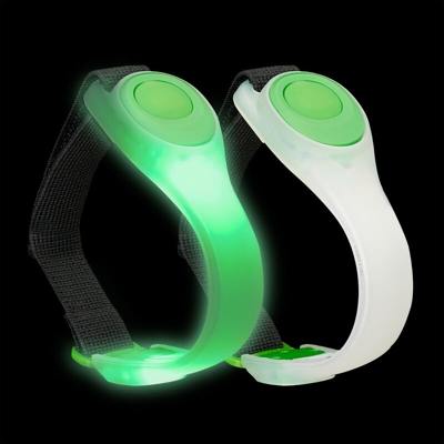 Relaxdays - Braccialetto a Led, Set da 2, Luce Continua o Lampeggiante, per la Corsa, la Camminata e le Escursioni, Verde