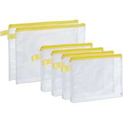 Busta Portadocumenti, Set 6, con Cerniera Lampo, Passante, Bustina da Viaggio per Documenti PVC, Chiare/Gialle - RELAXDAYS precio
