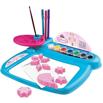 Base Artista My Princess Sara Giocattolo Bambini con spugne Stencil e Tempere - FARO TOYS