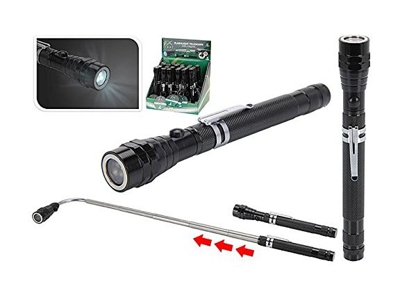 Torcia Elettrica Telescopica Nera Accessori Tempo Libero Lavoro Casa Officina - PERAGASHOP
