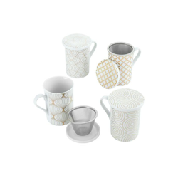 Tisaniera Glam In Porcellana Bianca Con Coperchio E Filtro Oro E Bianco Modelli Assortiti Montemaggi Accessori Decorazioni Cucina características