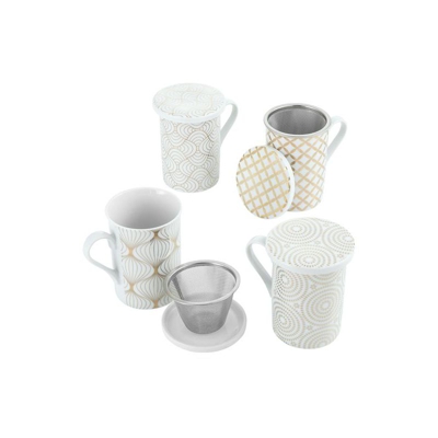 Tisaniera Glam In Porcellana Bianca Con Coperchio E Filtro Oro E Bianco Modelli Assortiti Montemaggi Accessori Decorazioni Cucina