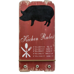 Rebecca Mobili Cartello Lavagna Legno da Parete Nero Rosso 80x40x2,1 - MOBILI REBECCA en oferta