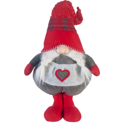Rebecca Mobili Folletto Svedese Gnomo Decorativo Rosso Grigio Stoffa 75x16x25 - MOBILI REBECCA