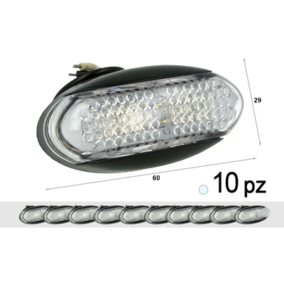 10 Pezzi Fanali Laterali Led 24V 12V Bianco Freddo Per Luce Ingombro Cortesia Targa Cupola Cappa Camion Rimorchio Caravan Furgone - CARALL