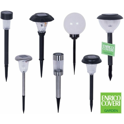 Lampade Solari da Giardino Esterno Picchetti Ricarica Solare Luce Led Paletti - Tipo: Lampada plastica Ø 11.5 x 36 cm - ENRICO COVERI