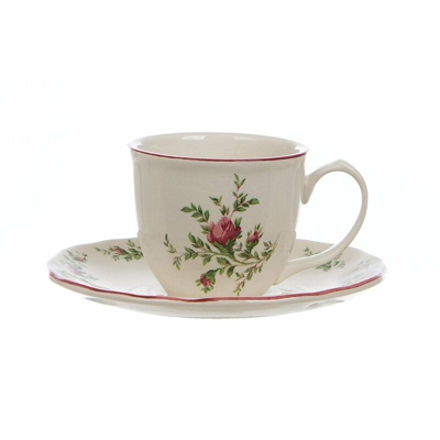 Set 6 Tazzine da Caffè in Ceramica Shabby Chic Tazze Eleganti Rose Blanc Mariclò