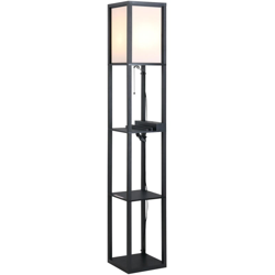 Homcom Lampada da Terra Design con 3 Mensole e 2 Porte USB Paralume Bianco Lampadine E27 26 x 26 x 160cm precio