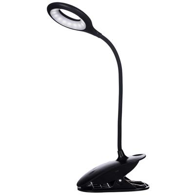 lampada da tavolo pieghevole a led con clip 5500k luce bianca oscuramento continuo nero + USB - ASUPERMALL