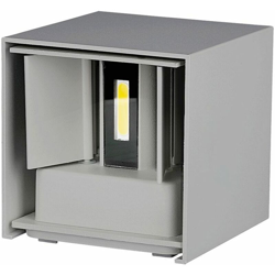 Lampada LED V-TAC da Muro Quadrata Doppio LED V-TAC COB 12W Colore Grigio Satinato Fascio Luminoso Regolabile 4000K IP65 características