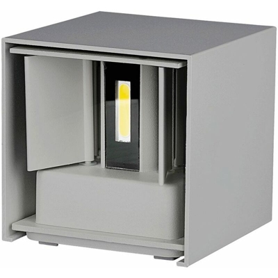 Lampada LED V-TAC da Muro Quadrata Doppio LED V-TAC COB 12W Colore Grigio Satinato Fascio Luminoso Regolabile 4000K IP65
