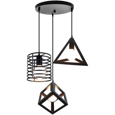 Lampada a Sospensione Industriale Antica in Metallo a 3 Teste Lampada da Soffitto Creativa Lampadario Fai-da-te per Loft Bar Cucina Caffè Camera da