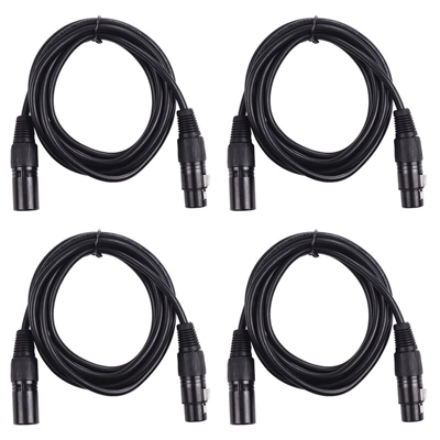 4 pezzi di cavo per luci da palco DMX da 6,6 piedi / 2 m con connettore XLR a 3 pin maschio e femmina - ASUPERMALL