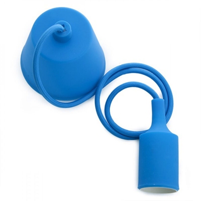 Portalampada E27 Cavo - Rosone - Colore Blu (HO-CAB-E27-B) - GREENICE