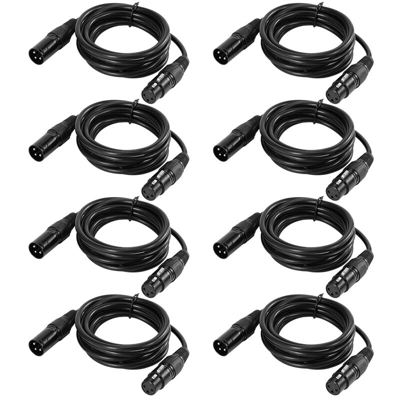 Ammoon - XLR Linea XLR maschio a femmina lunghezza 2 metri confezione da 8 neri