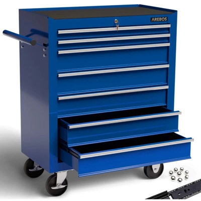 Arebos Carrello Portautensili Porta Attrezzi Portautensili Attrezzi Arebos 7 Cassetti Blu