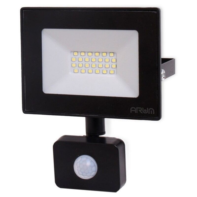 Arum Lighting - Rilevatore di movimento IP44 nero con proiettore LED 20W | Température de Couleur: 6000K bianco freddo